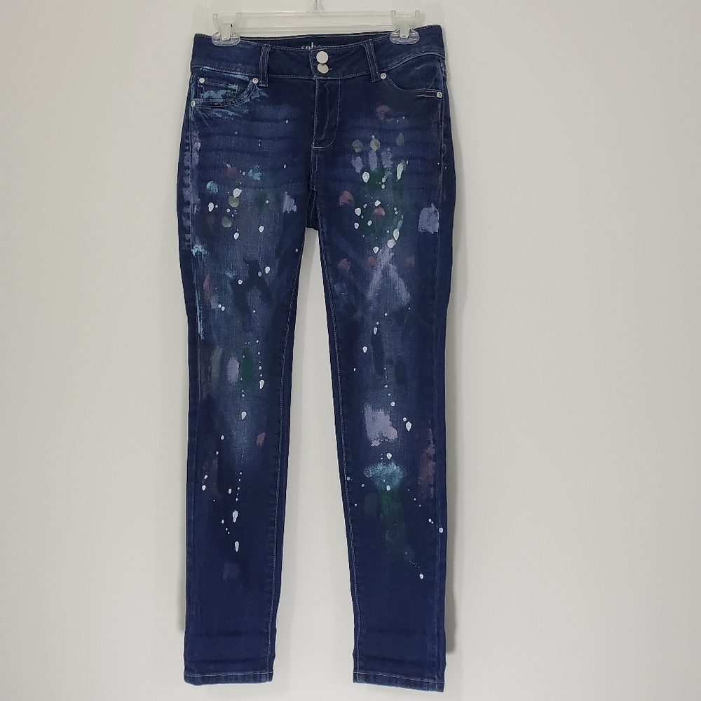 Soho NY&Co Paint Splatter boyfriend jeans, Size 0